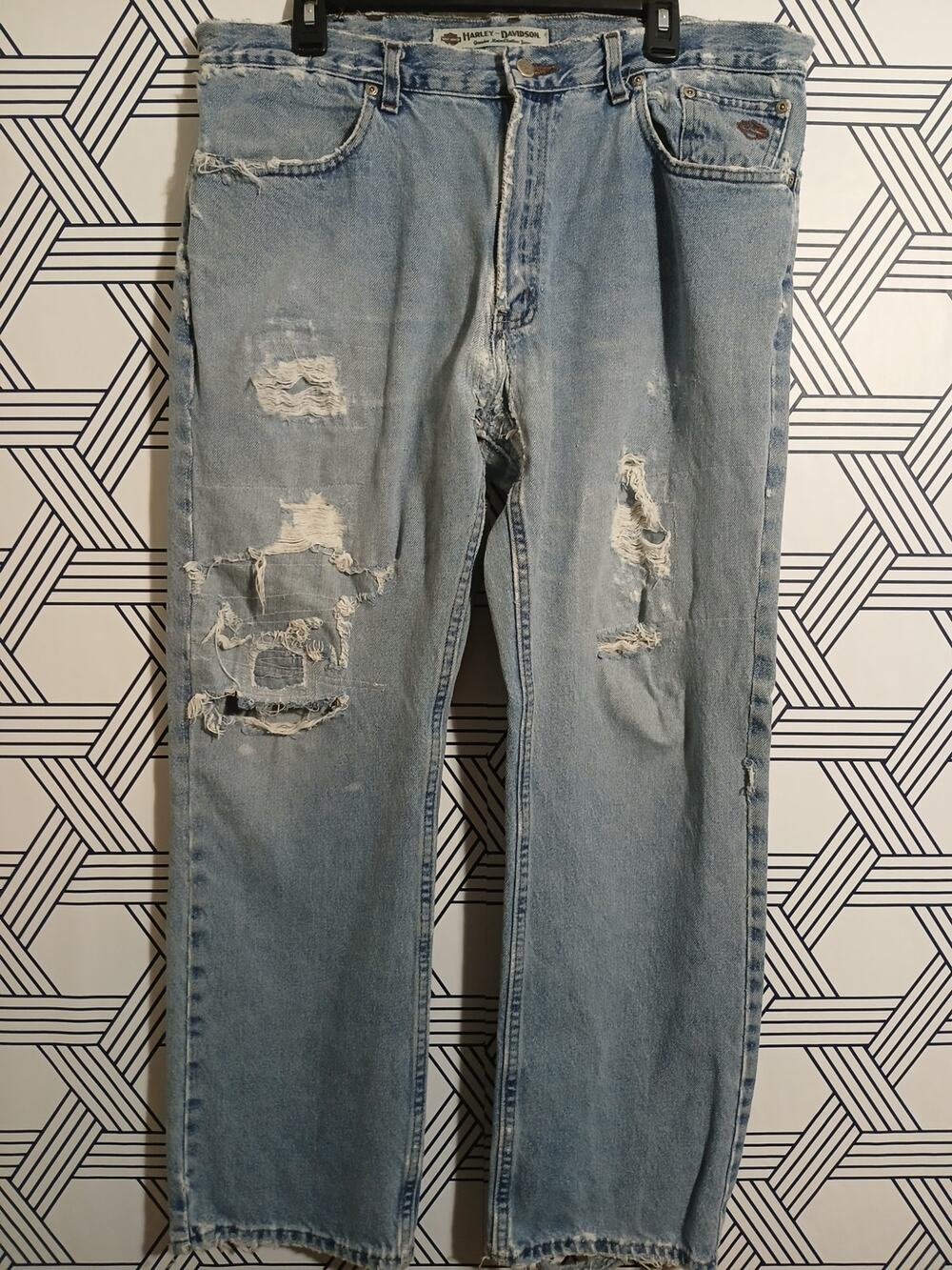 Harley Davidson Mens Super Distressed Jeans Size 38
